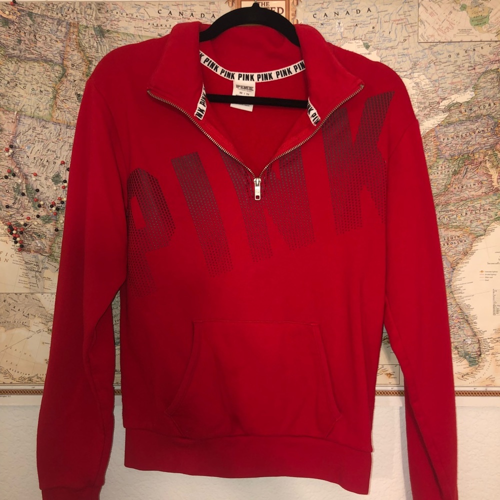 VS PINK quarter zip red pullover